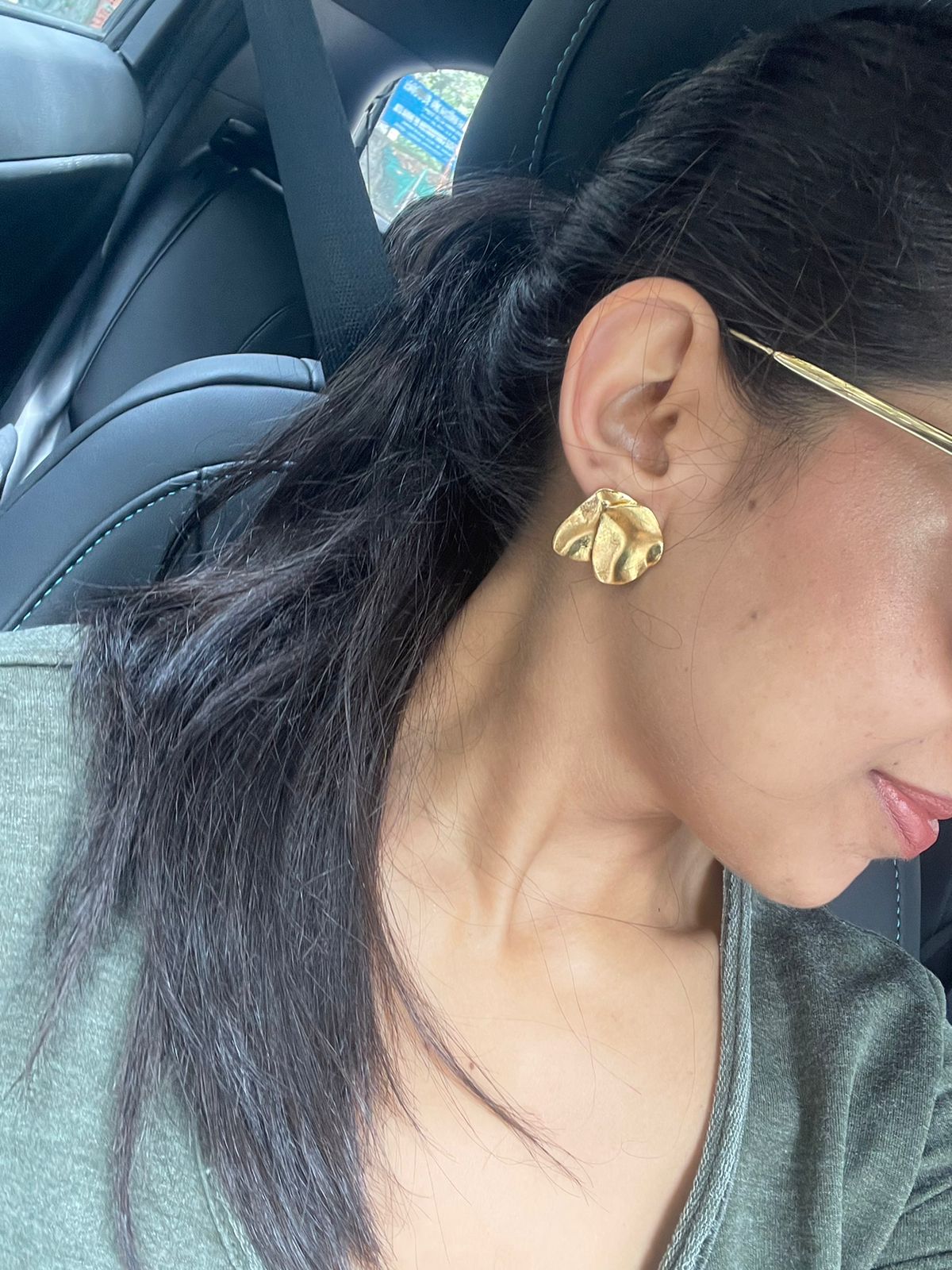 Crescent Moon Studs Gold