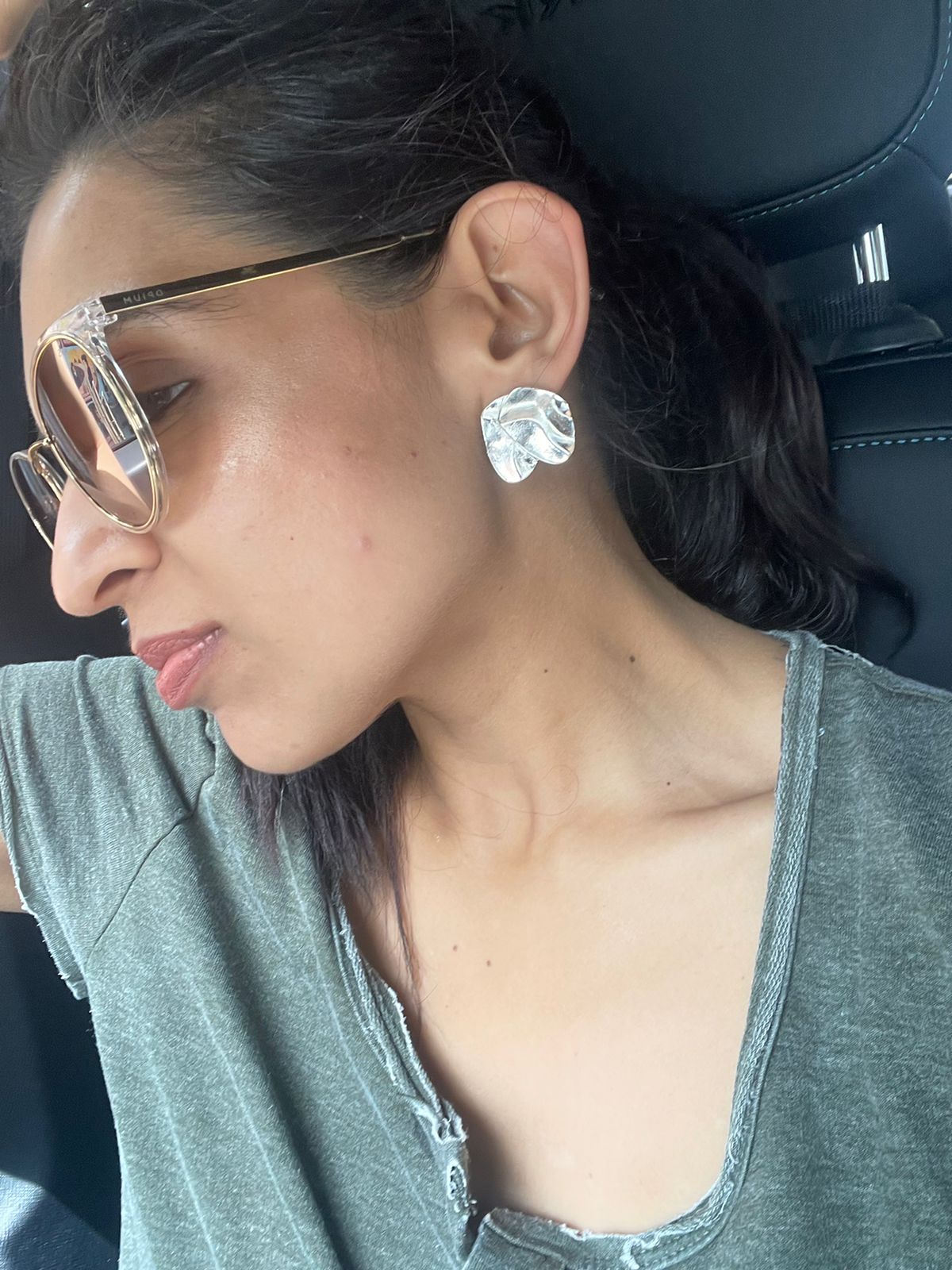 Crescent Moon Studs Silver