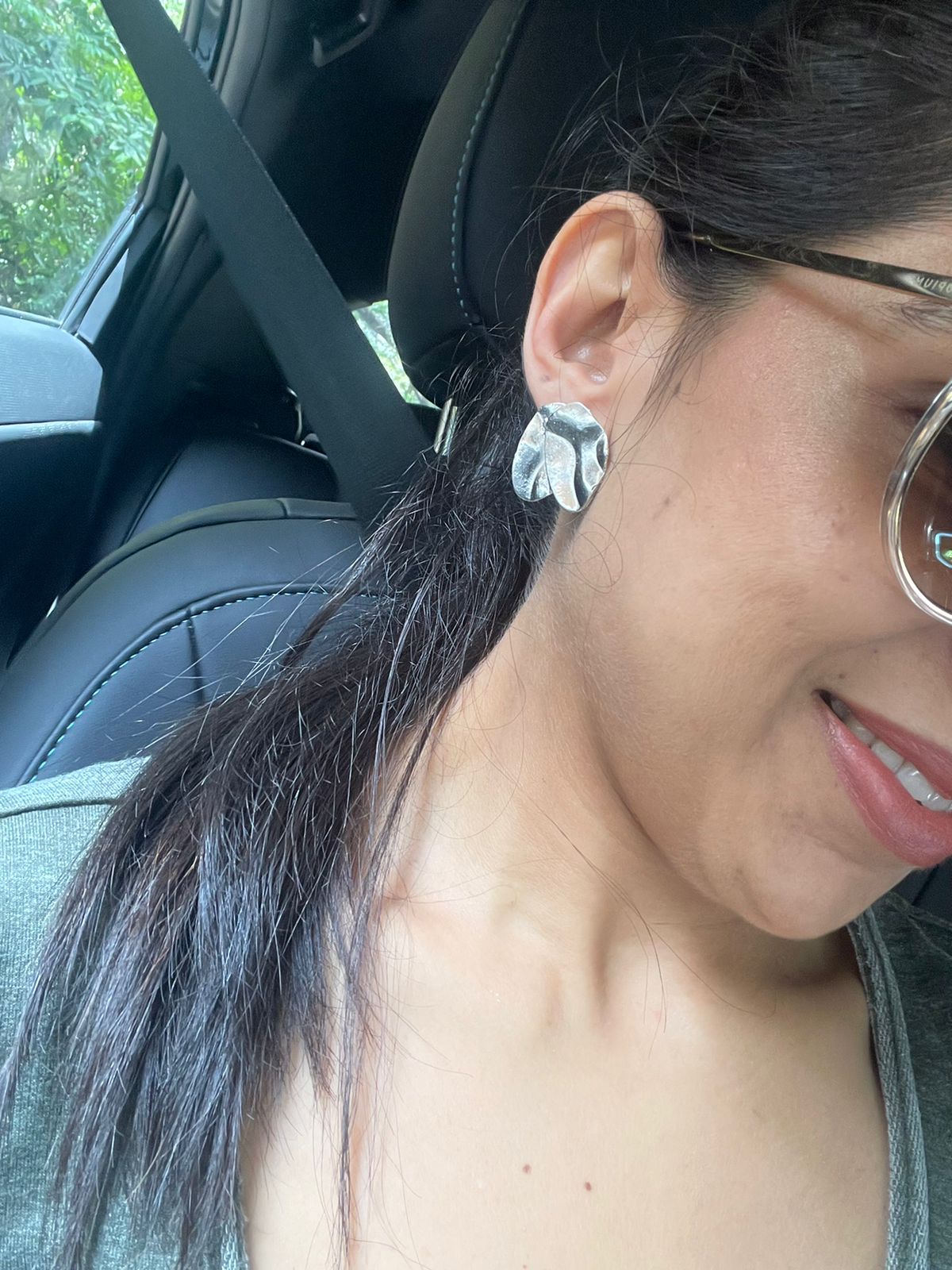 Crescent Moon Studs Silver