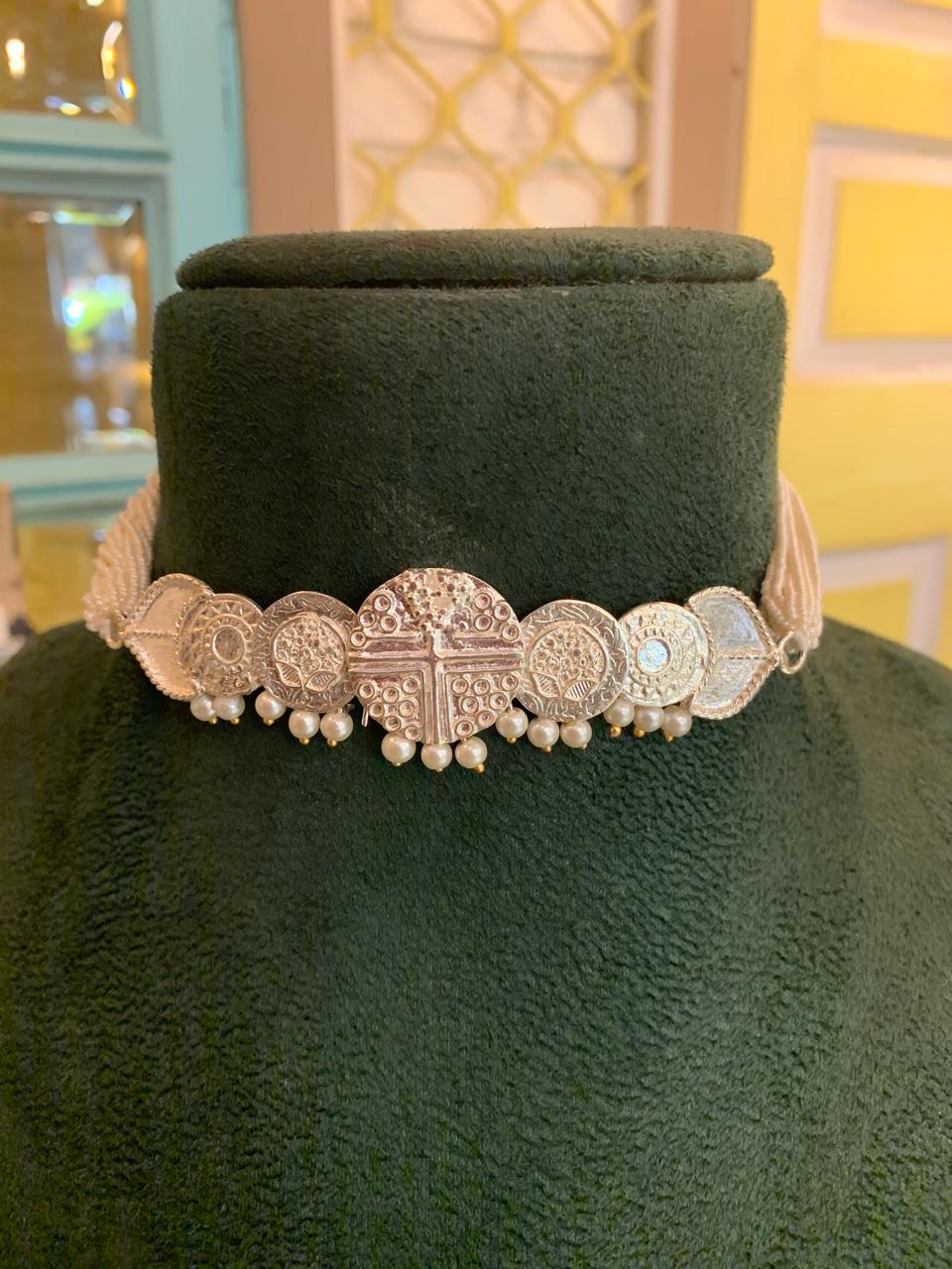 Silver Coin Choker