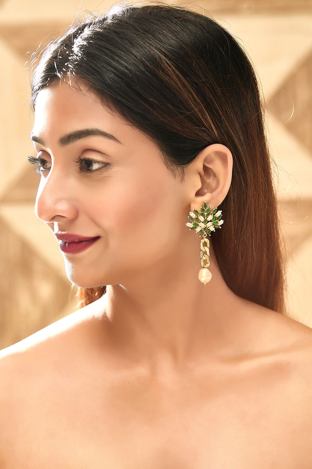 Emerald Leaf Earrings