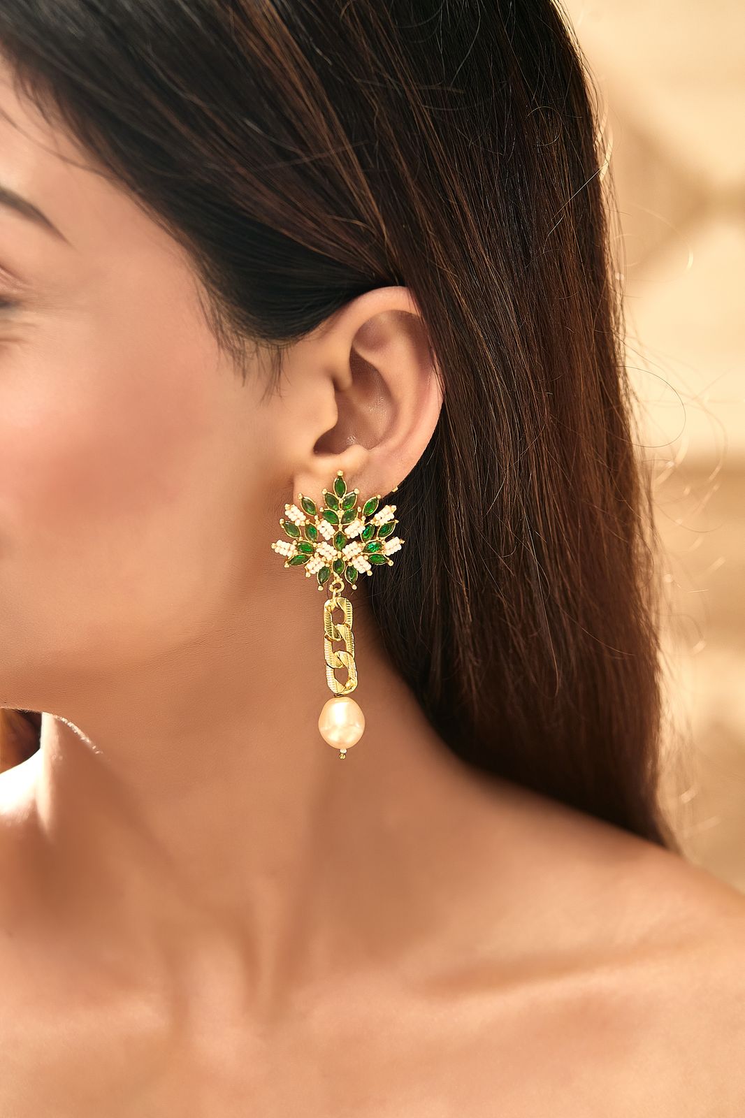 Emerald Leaf Earrings