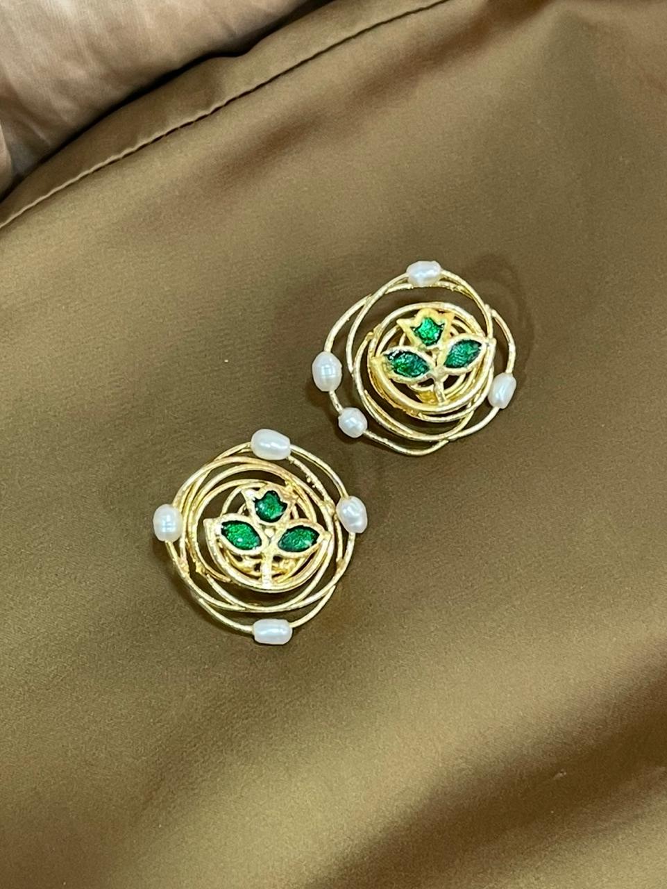 Emerald Leaf Studs
