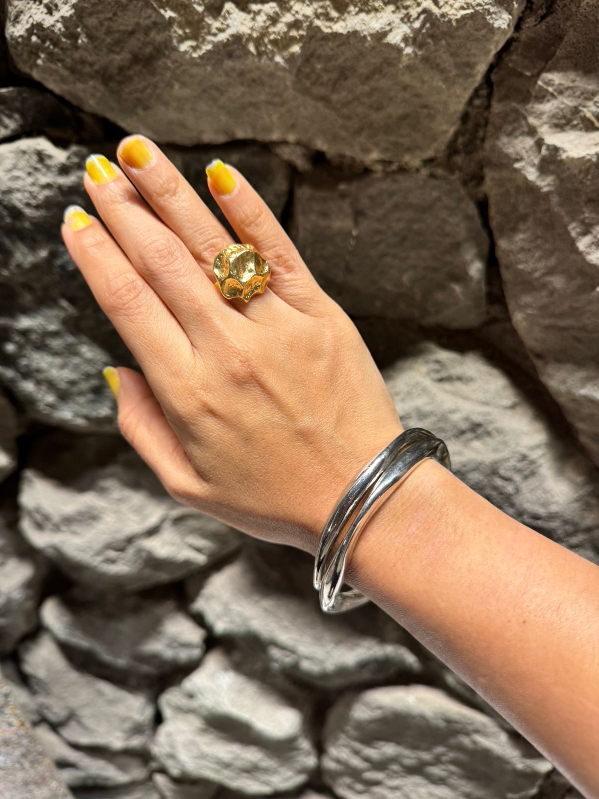 Silver polish Twisted Bangle