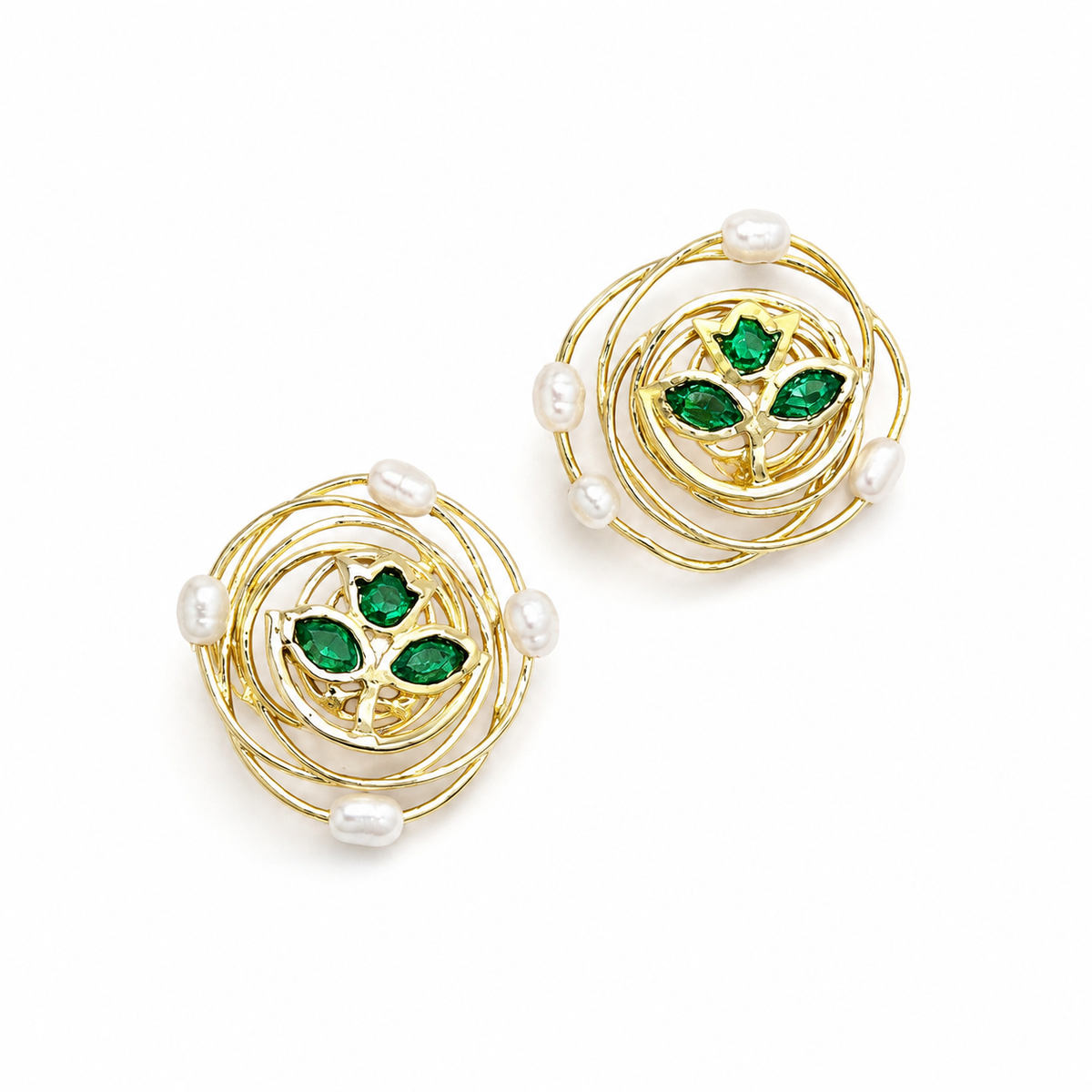 Emerald Leaf Studs
