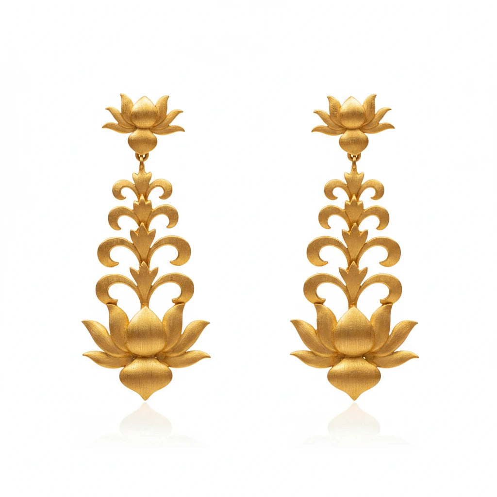 Mustache Lotus Earrings