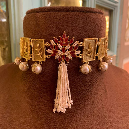 Ruby Leaf Choker Set