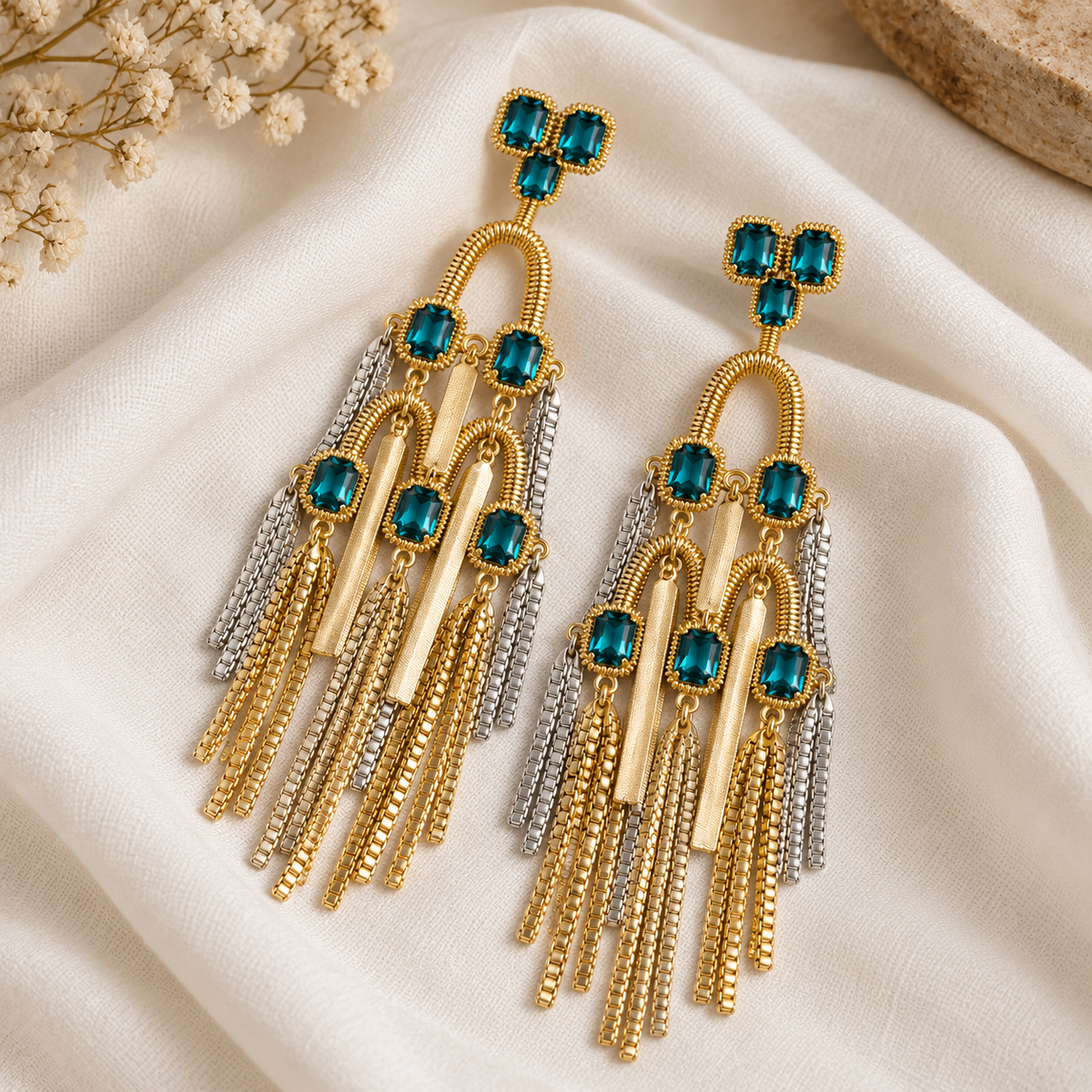 Emerald Spring Chain Danglers