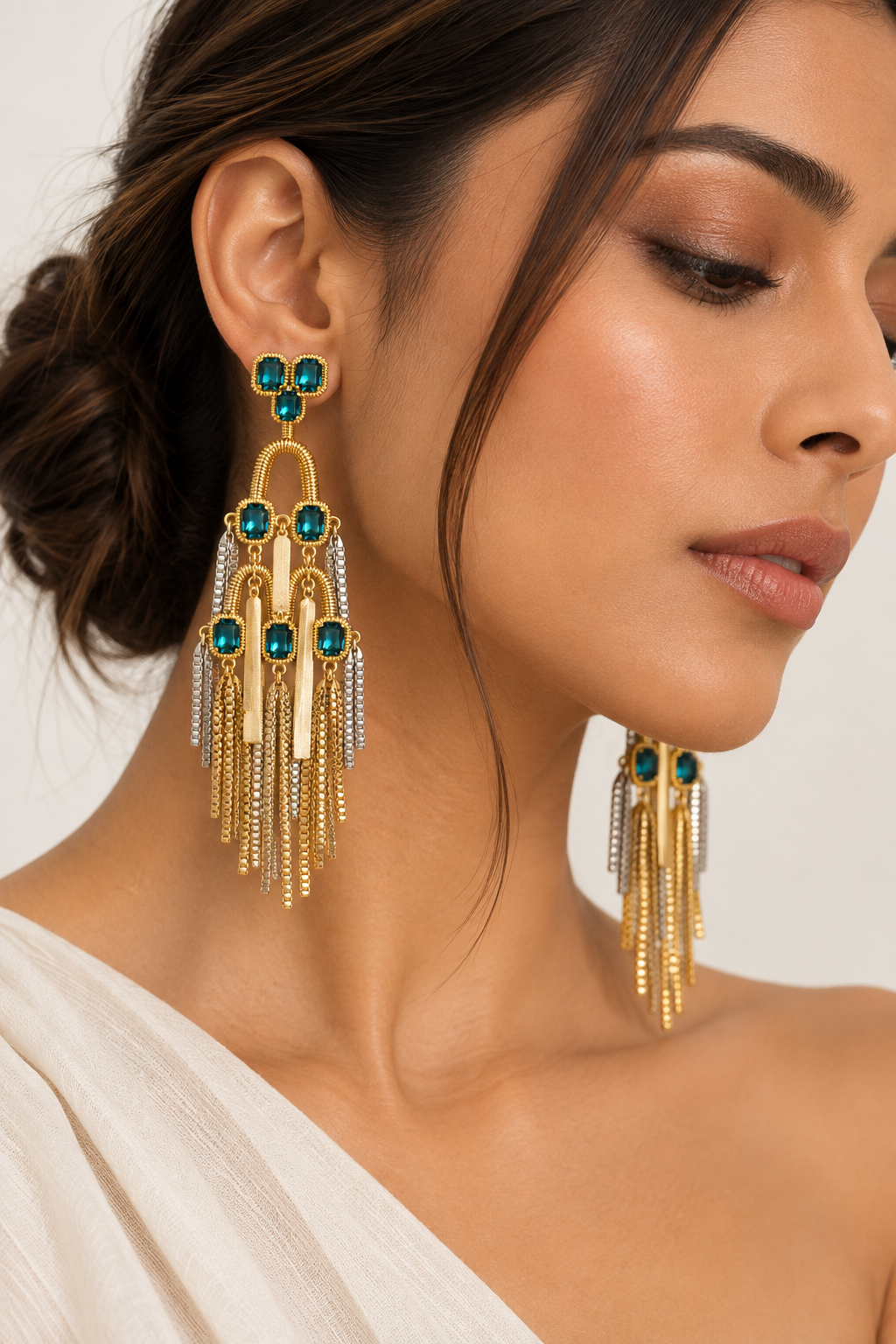 Emerald Spring Chain Danglers