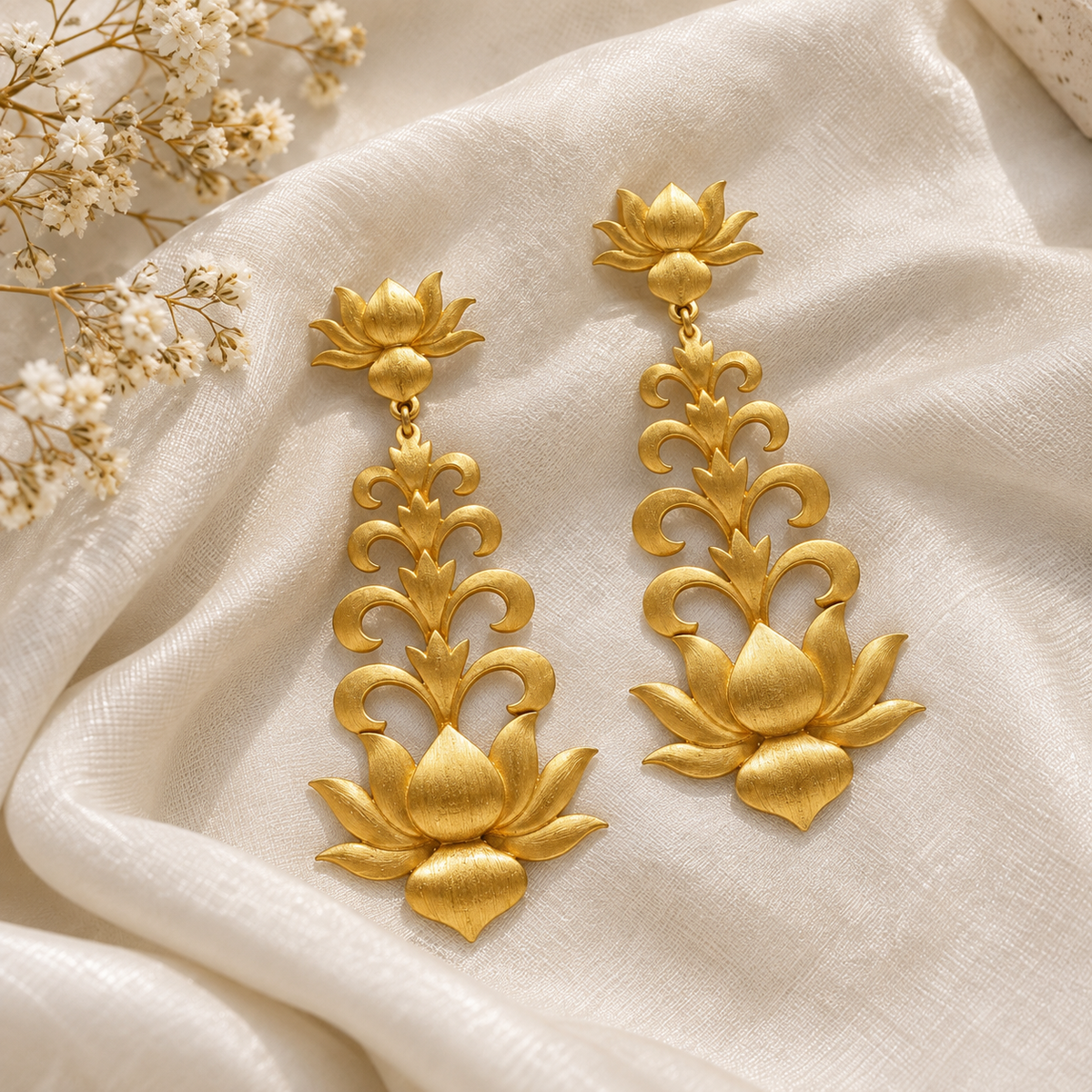 Mustache Lotus Earrings