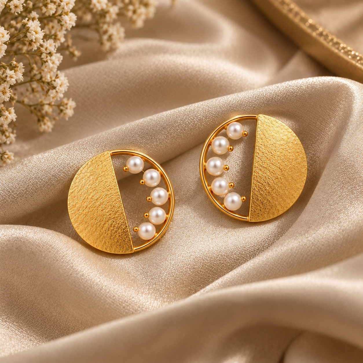 Half and Half Circle Studs
