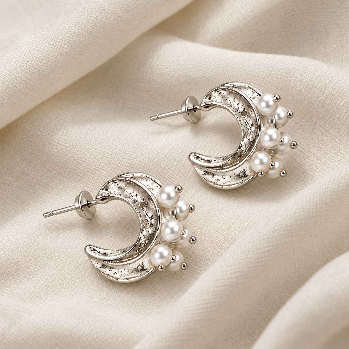 Pearl Twirl Loops Silver
