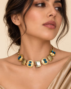 Aqua Brick Gold Choker
