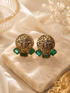 Beehive Emerald Studs