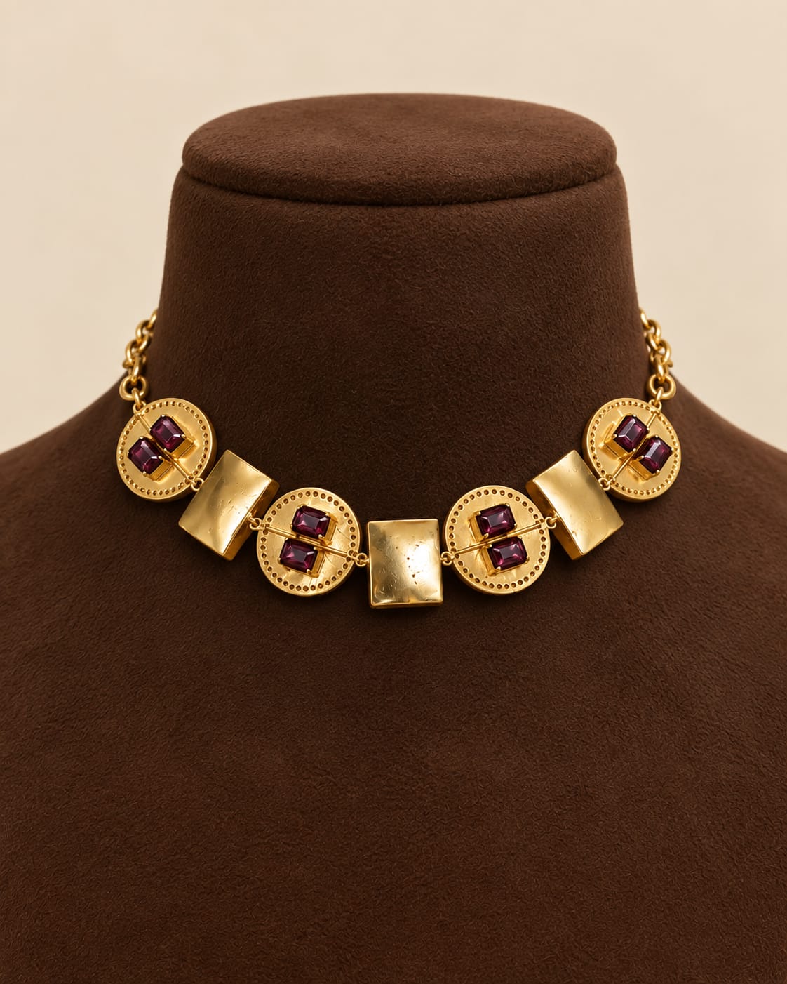 Burgundy Brick Gold Choker