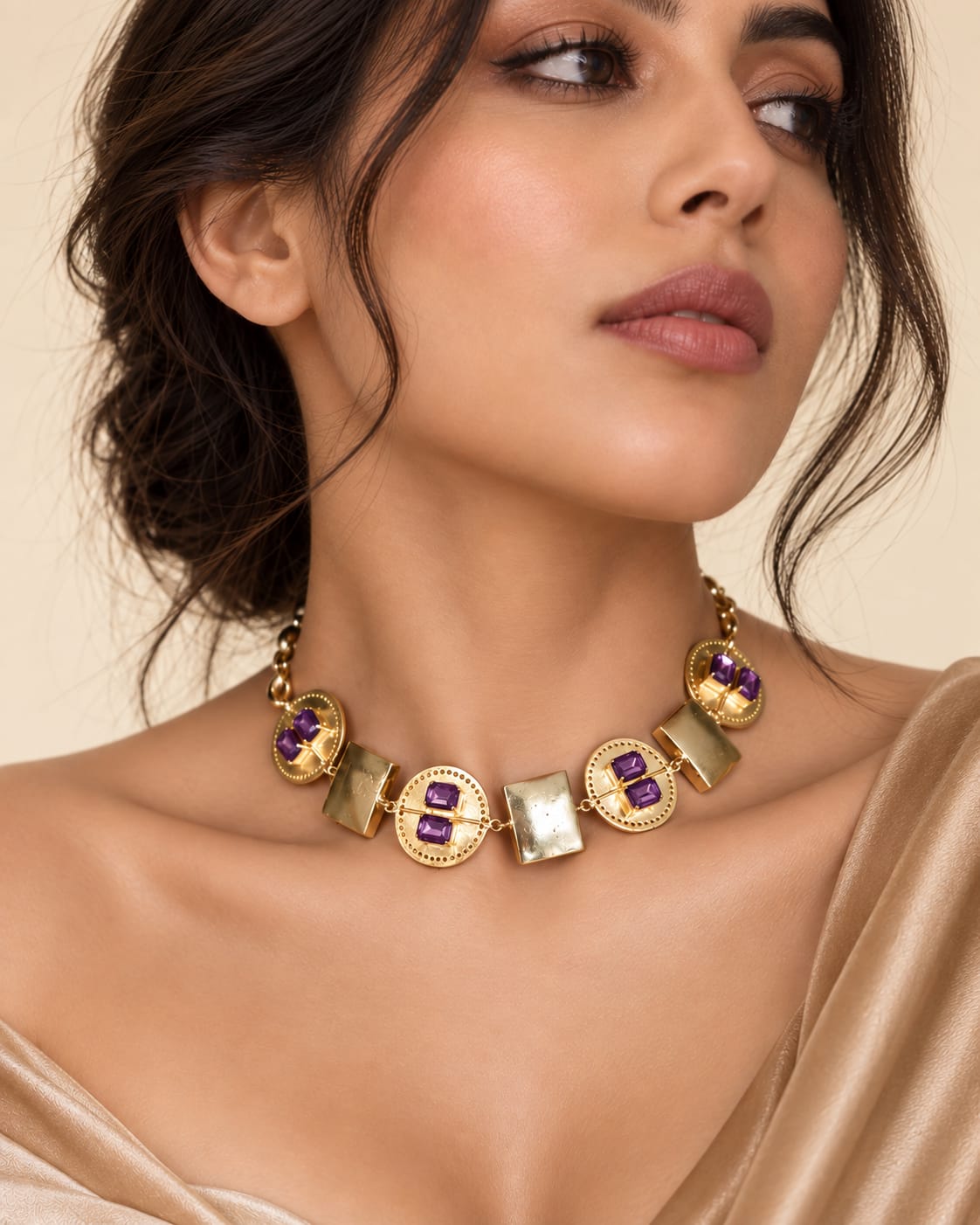 Burgundy Brick Gold Choker