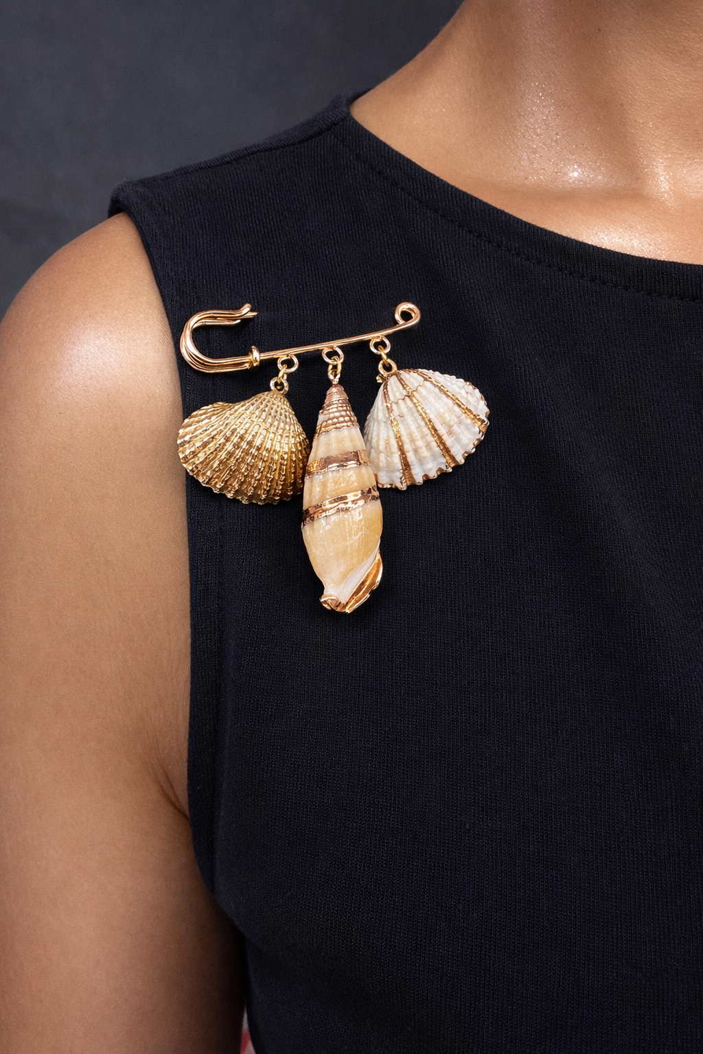 Golden Tide Shell Brooch