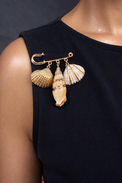 Golden Tide Shell Brooch