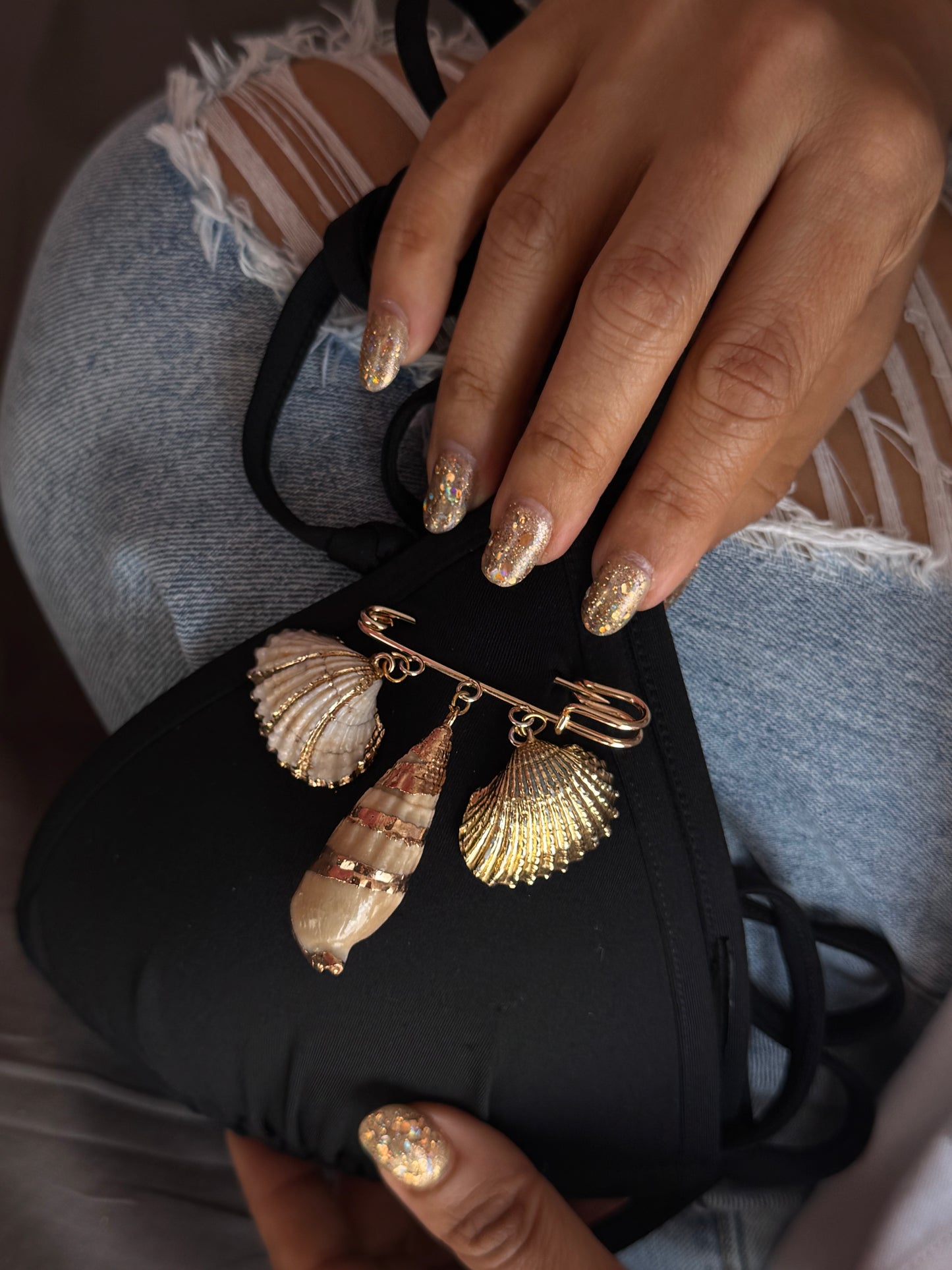 Golden Tide Shell Brooch