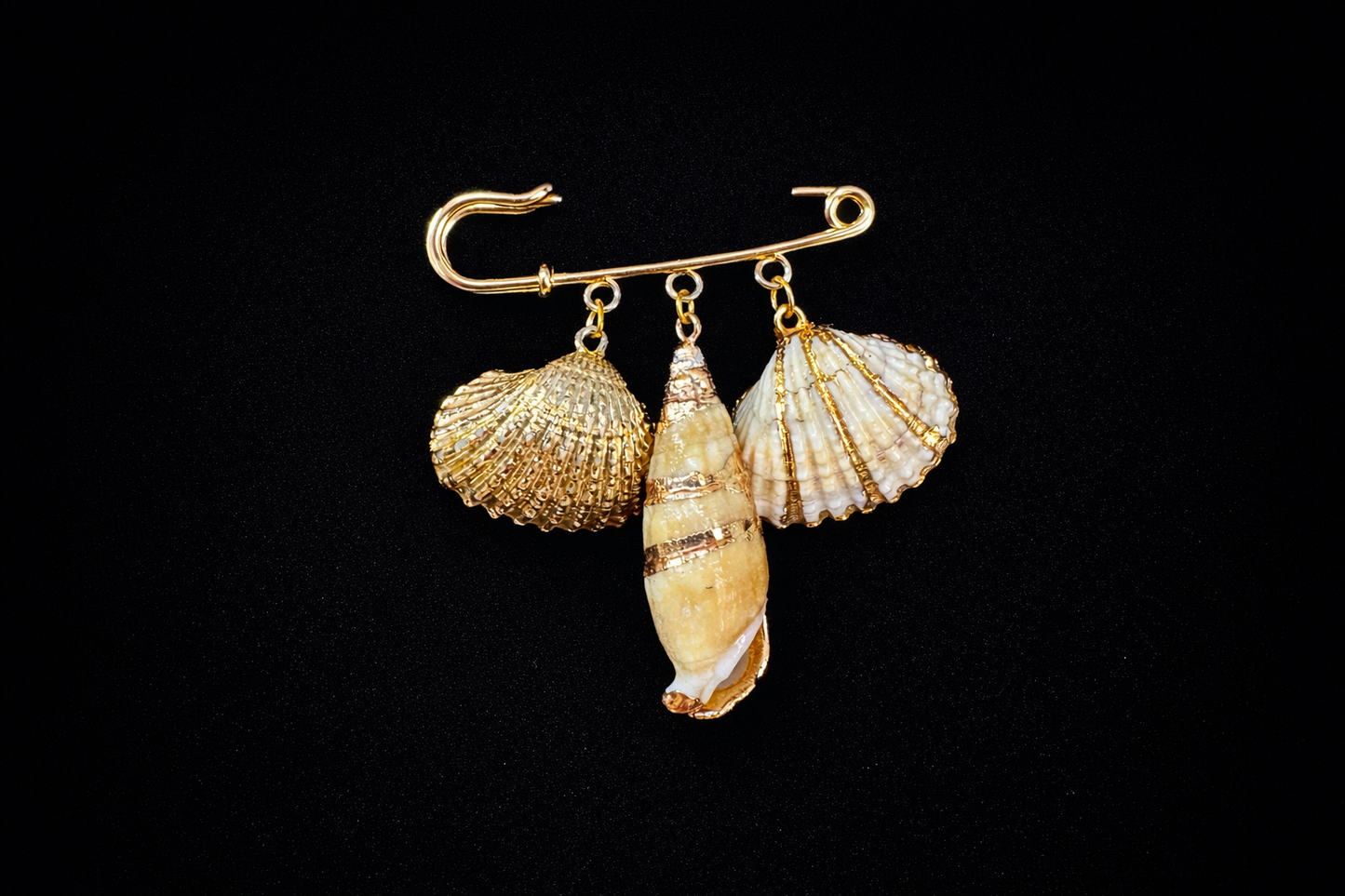 Golden Tide Shell Brooch