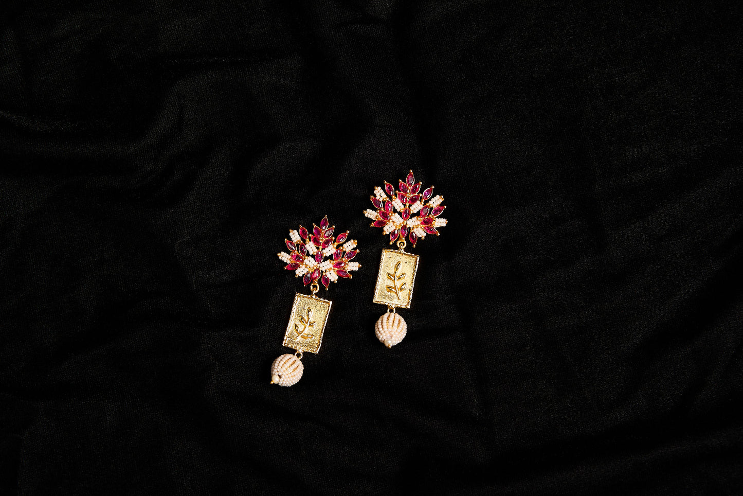 Ruby Leaf Earrings