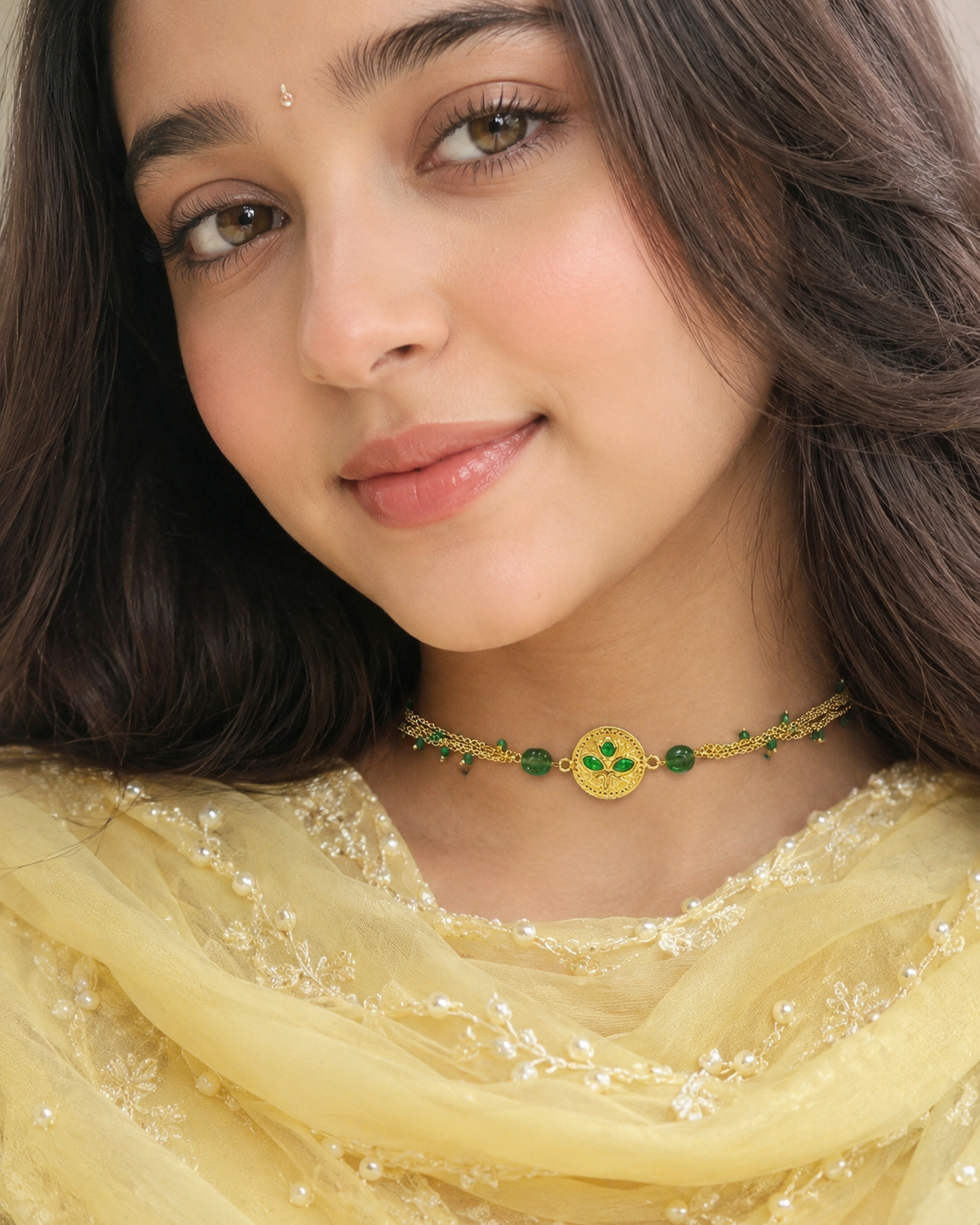 Sprout-Green and Gold Botanical Necklace