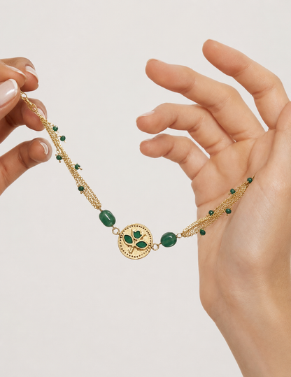 Sprout-Green and Gold Botanical Necklace