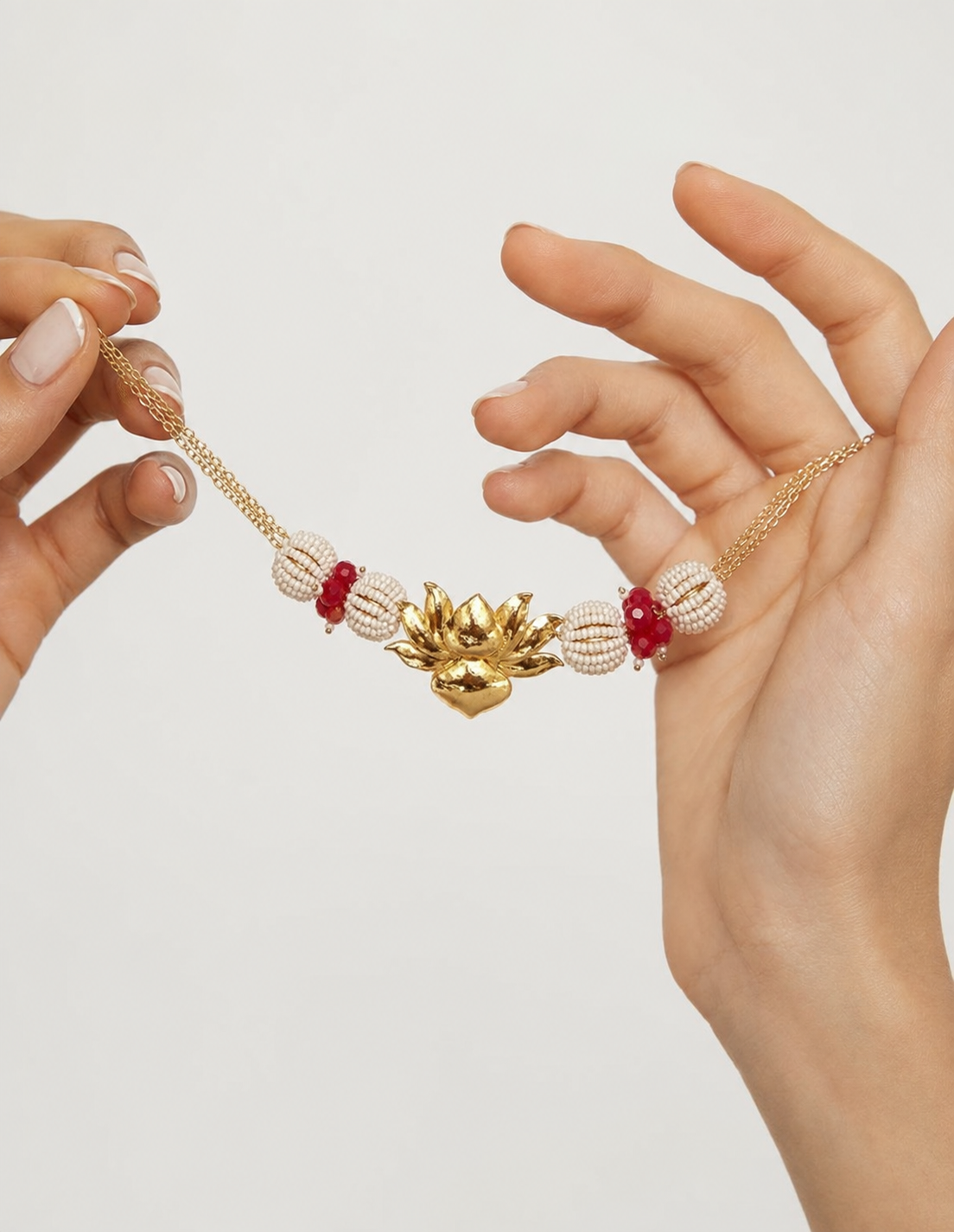 Lotus Pop - Gold Lotus with White and Red Detailing