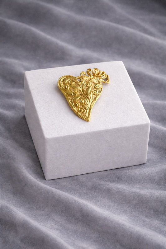 Radiant Golden Heart Brooch