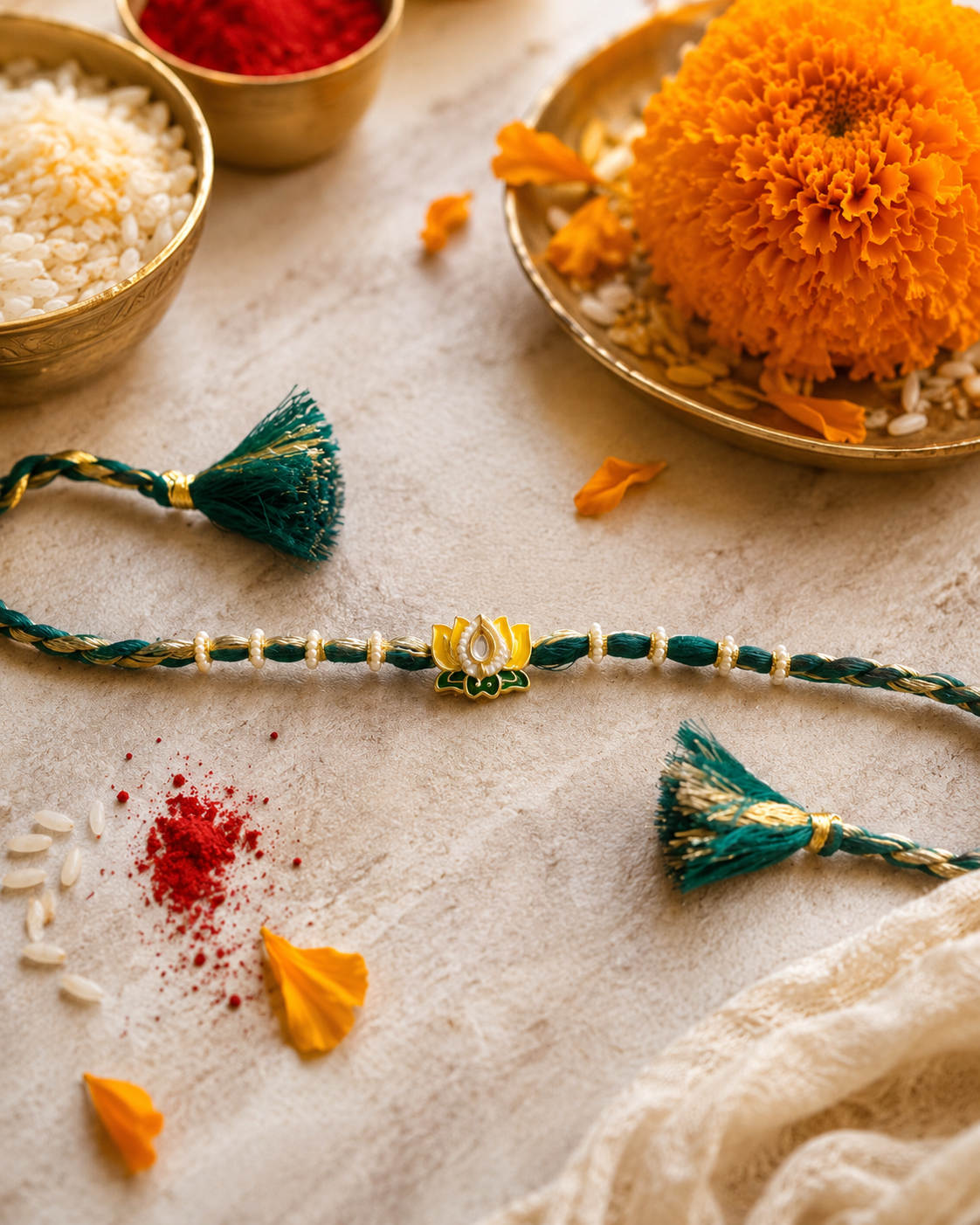 Enamel Lotus Rakhi Set