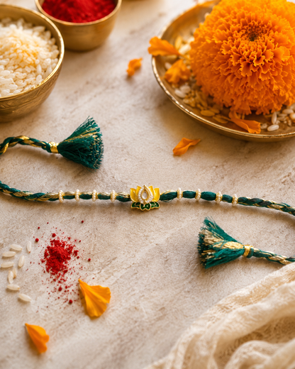 Enamel Lotus Rakhi Set