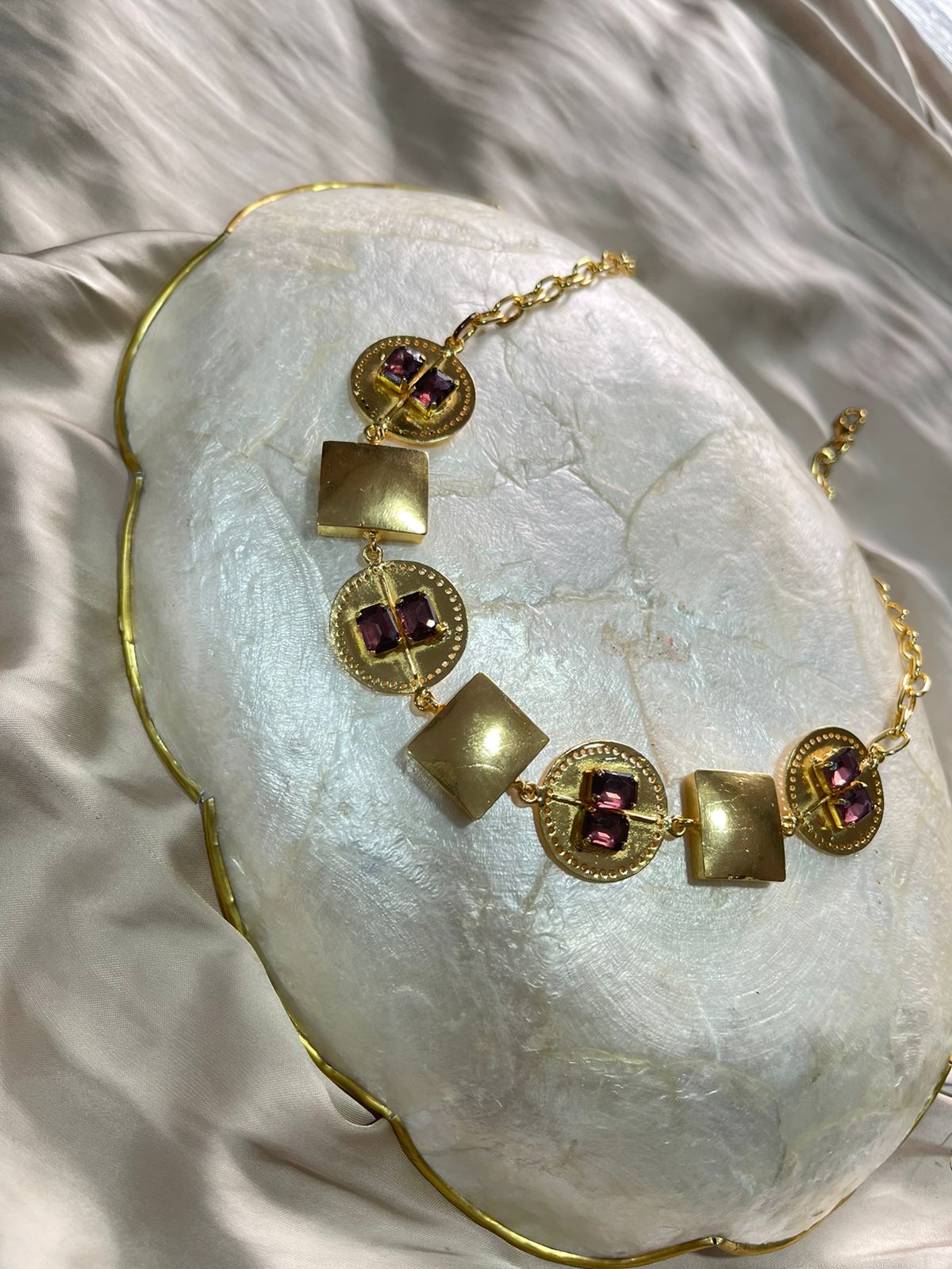 Burgundy Brick Gold Choker