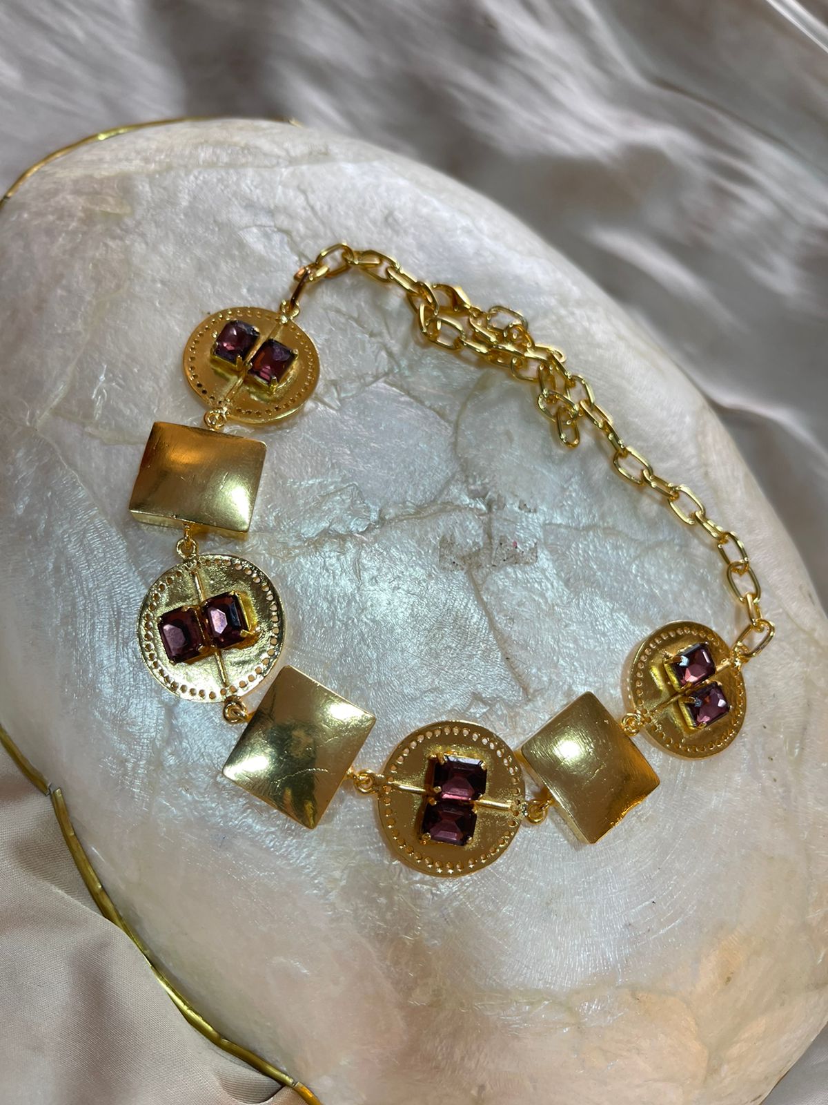 Burgundy Brick Gold Choker