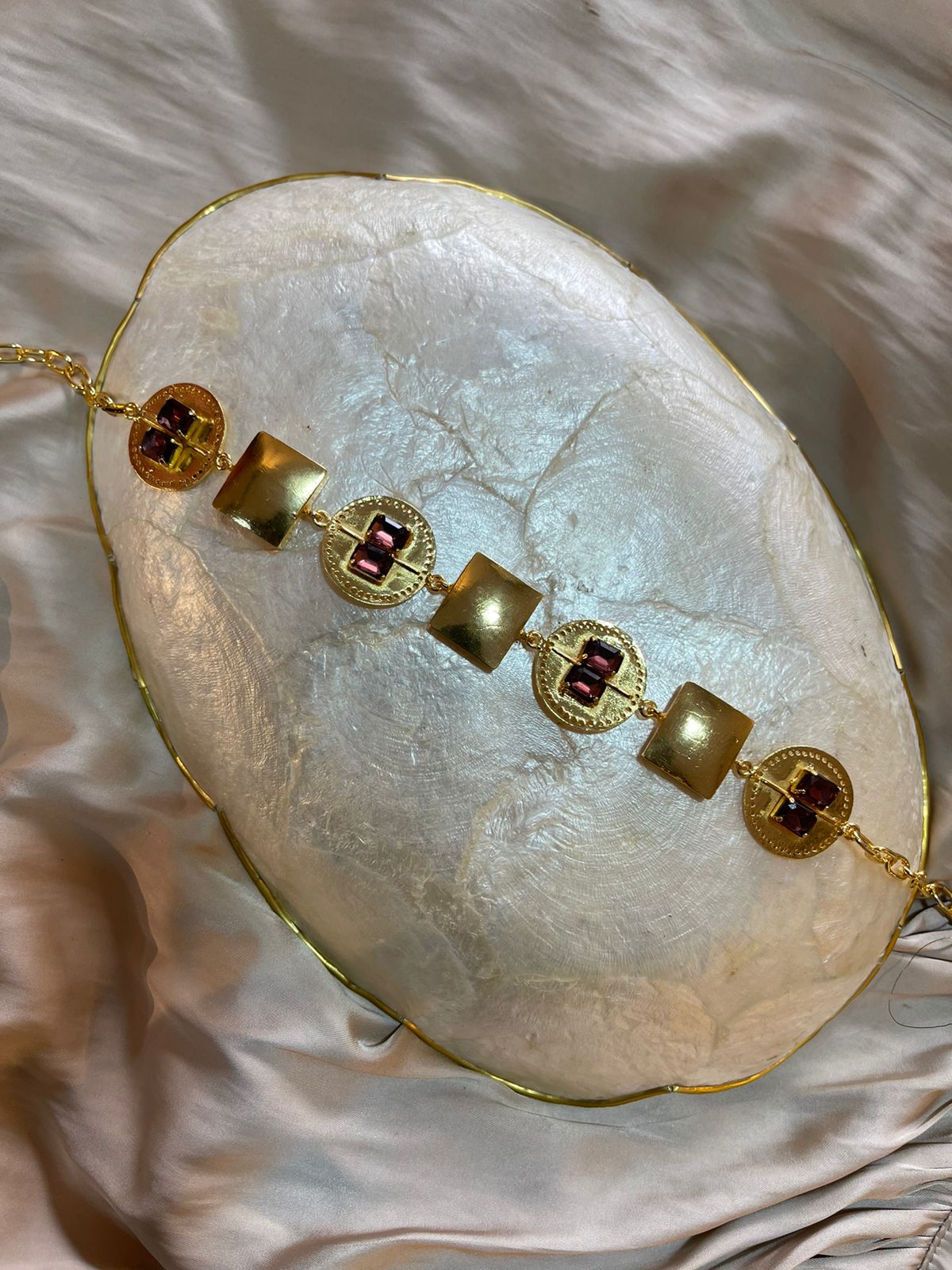 Burgundy Brick Gold Choker