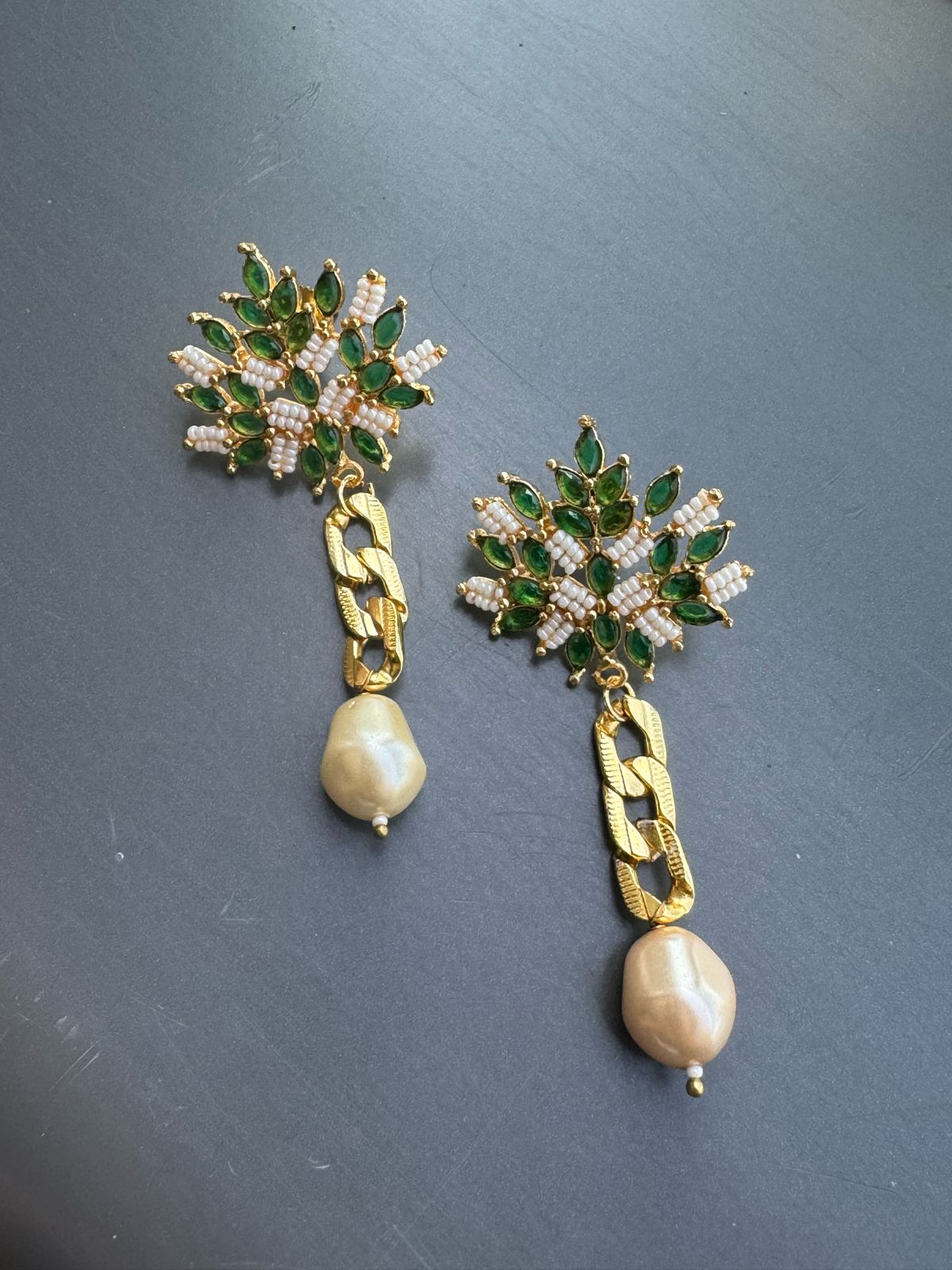 Emerald Leaf Earrings