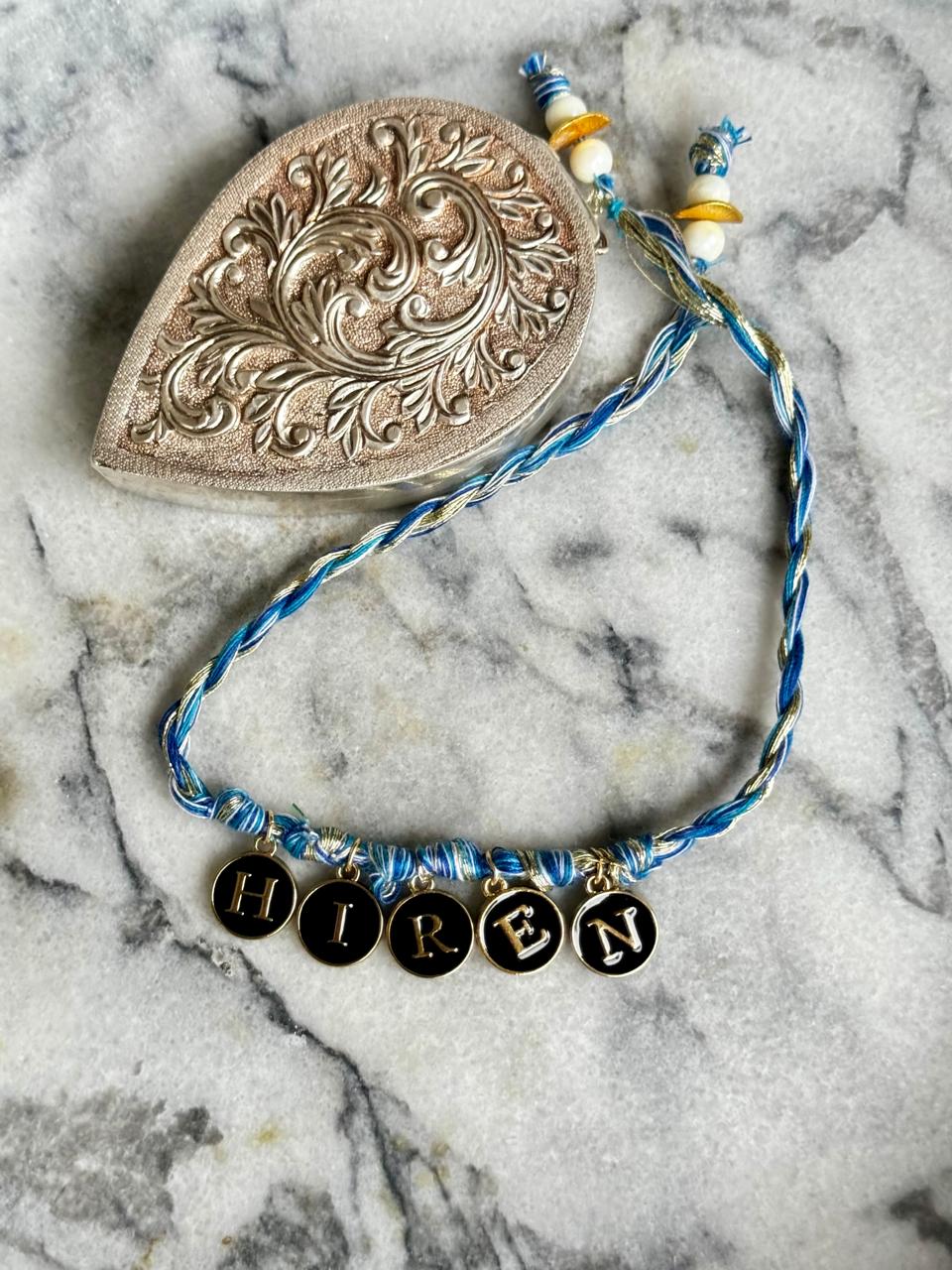 Personalised Cobalt Rakhi | 18kt Gold Plated