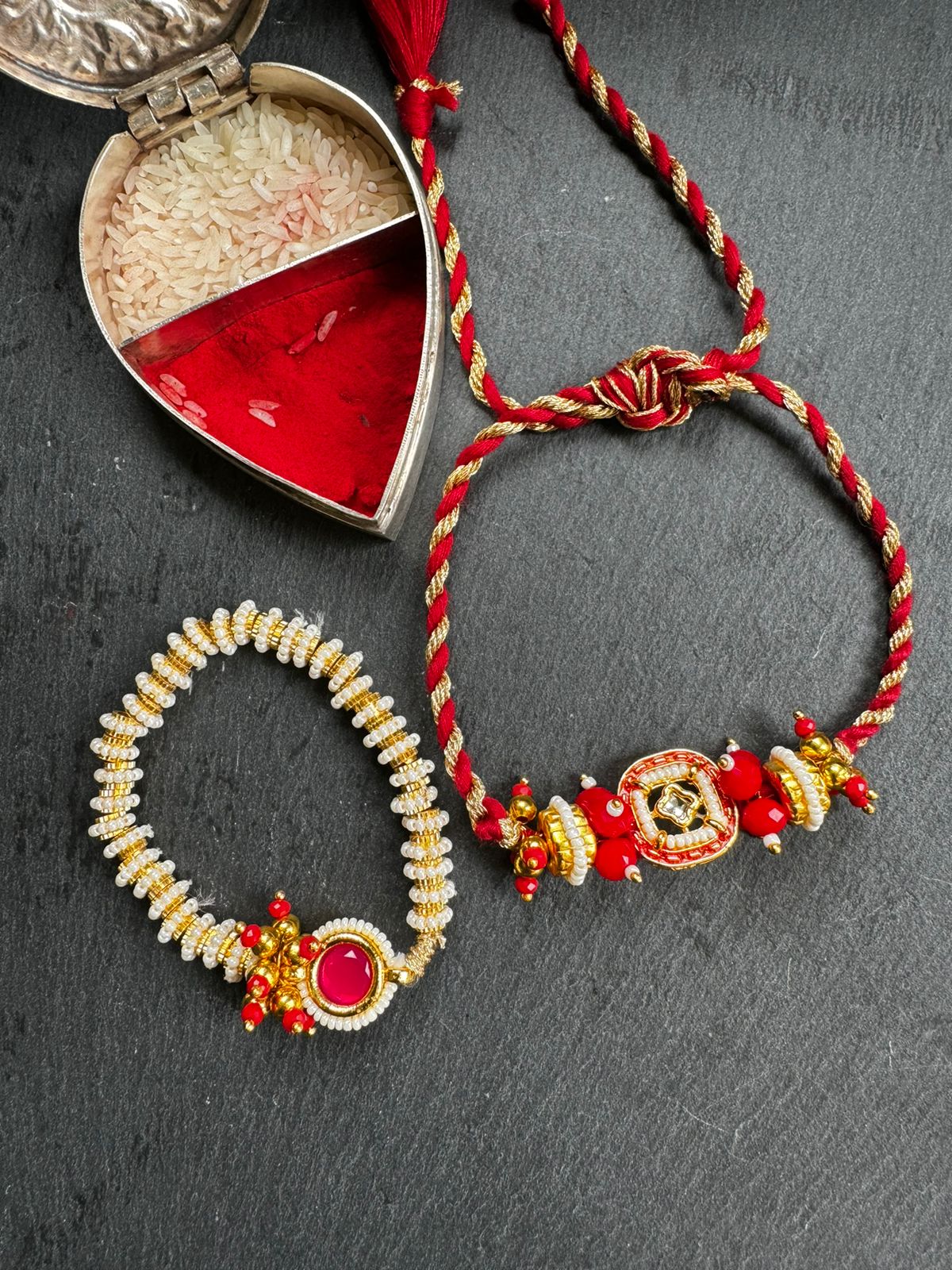 Red Stone Set | 18kt Gold Plated