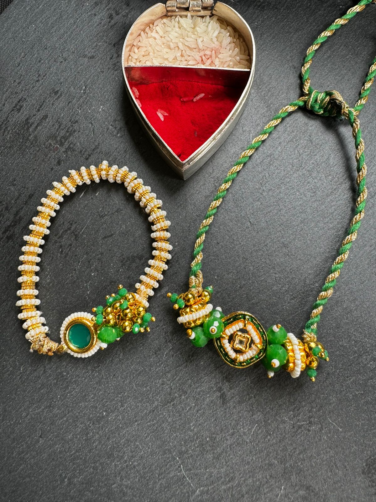 Green Stone Set | 18kt Gold Plated