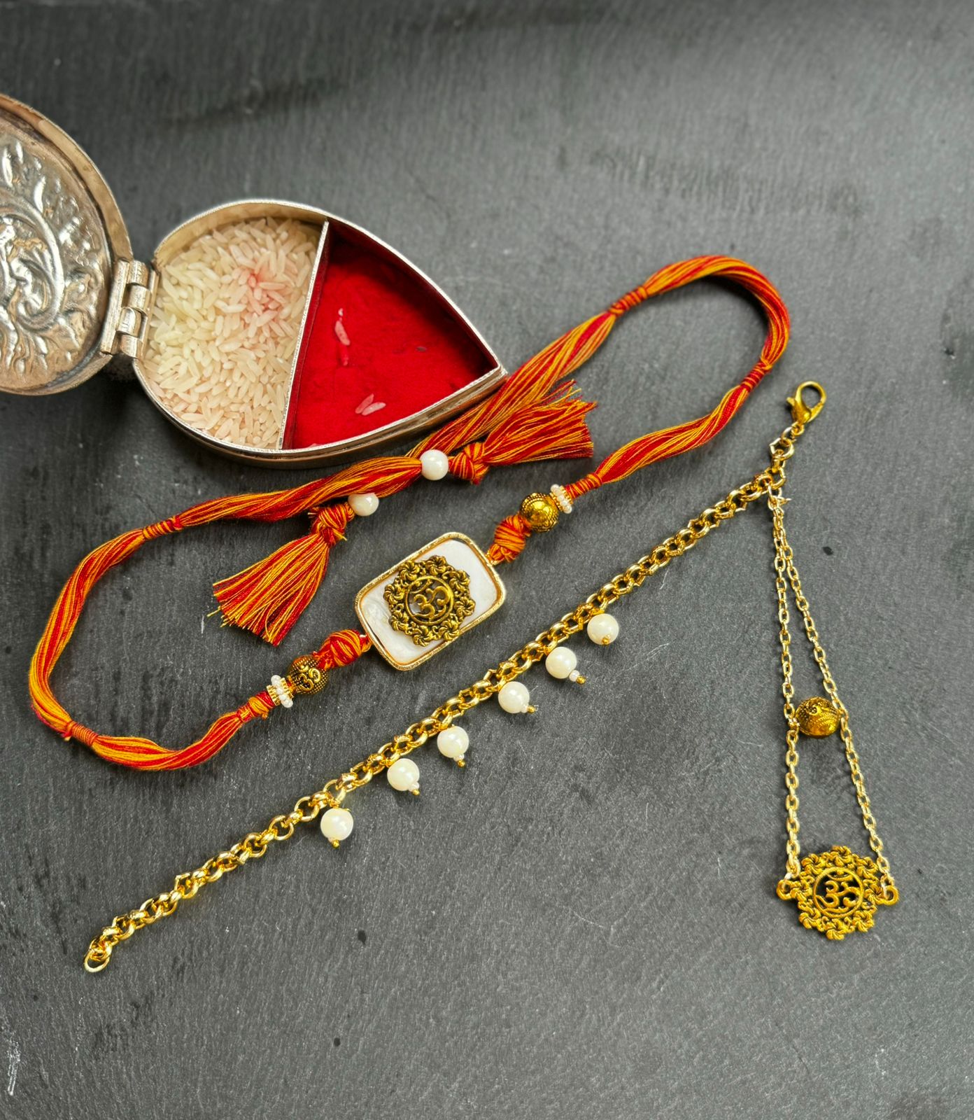 Aum Rakhi Set | 18kt Gold Plated