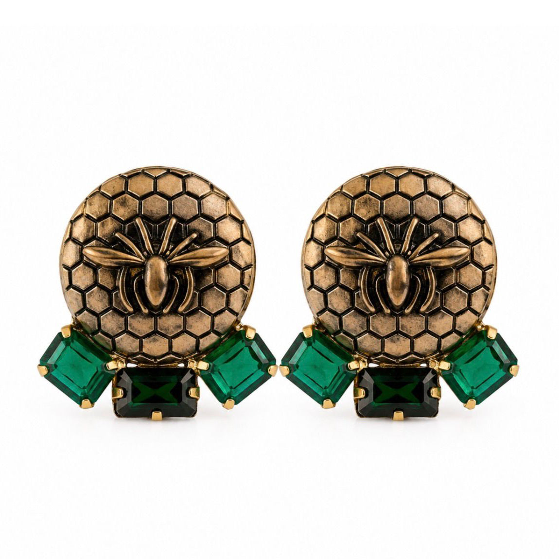 Beehive Emerald Studs