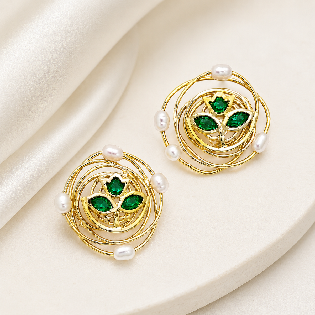 Emerald Leaf Studs