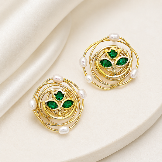 Emerald Leaf Studs