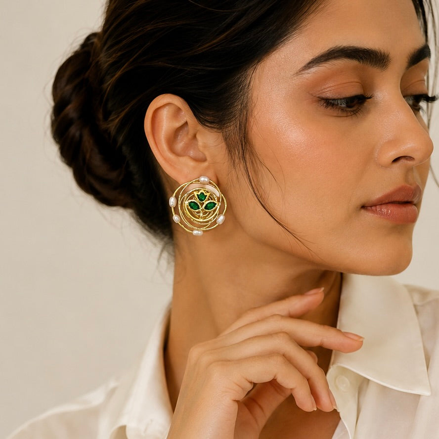 Emerald Leaf Studs