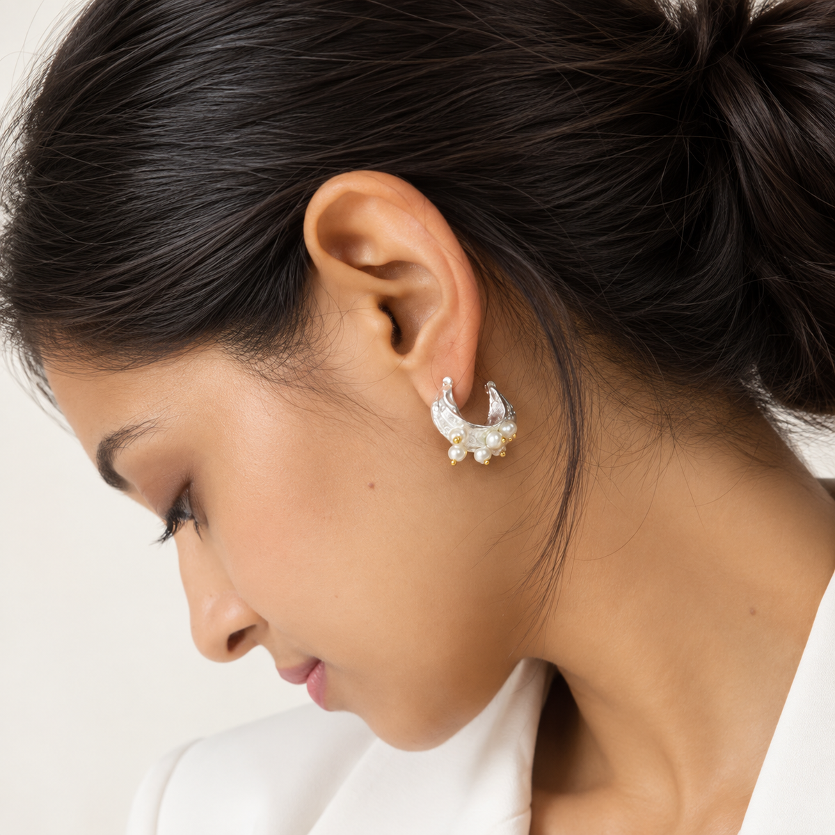 Pearl Twirl Loops Silver