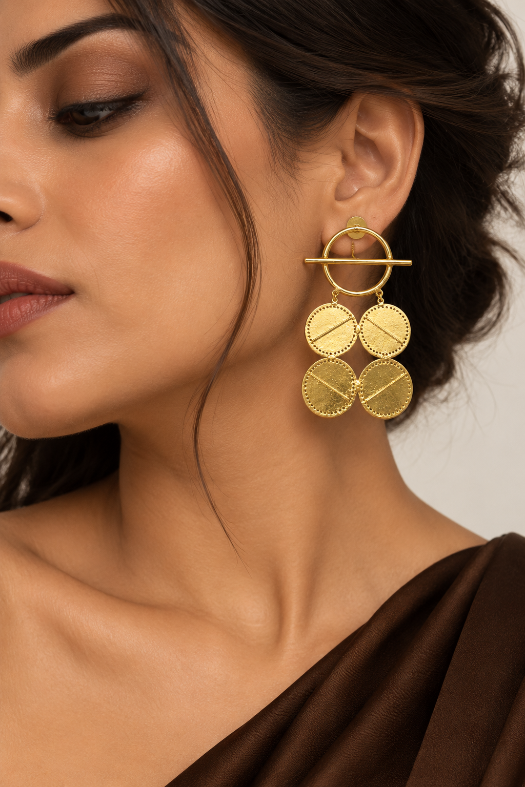 Quattro Geom Circle Earrings