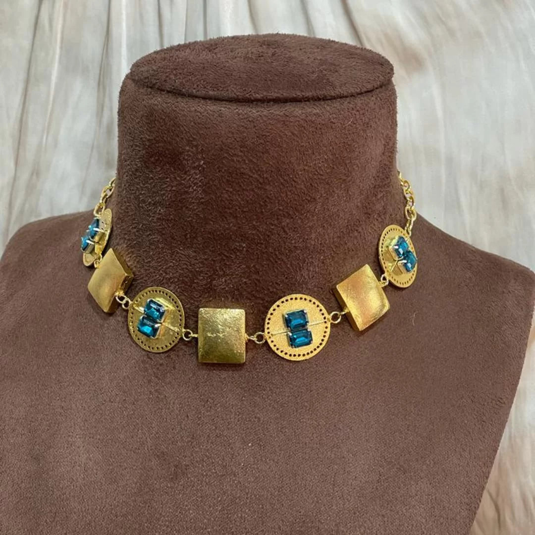 Aqua Brick Gold Choker