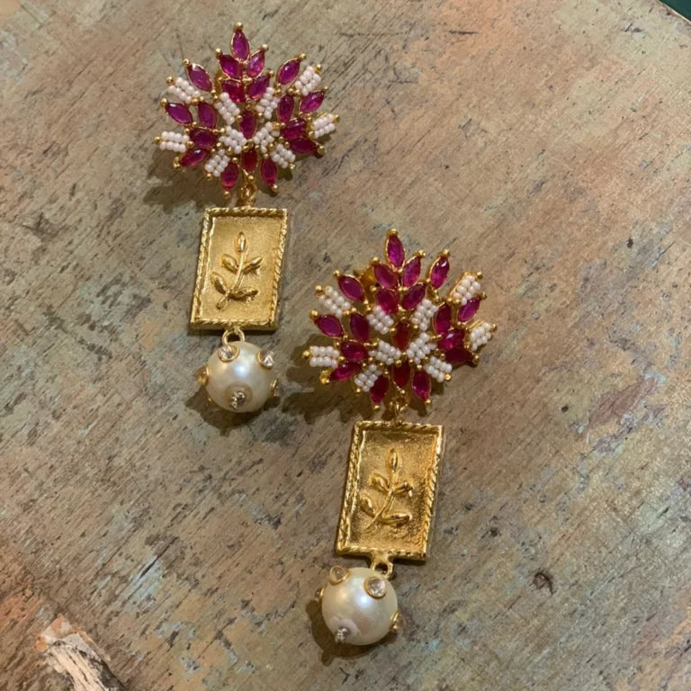 Ruby Leaf Earrings